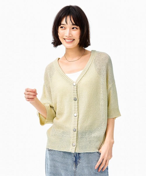 coca（coca）（コカ）の「メッシュニット金ボタン半袖カーディガン（カーディガン/ボレロ・レディース・ライトベージュ/アイボリー・M/L）」の14枚目の写真