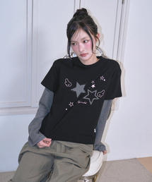 スターパッチSTレイヤードTシャツ[ブラック]