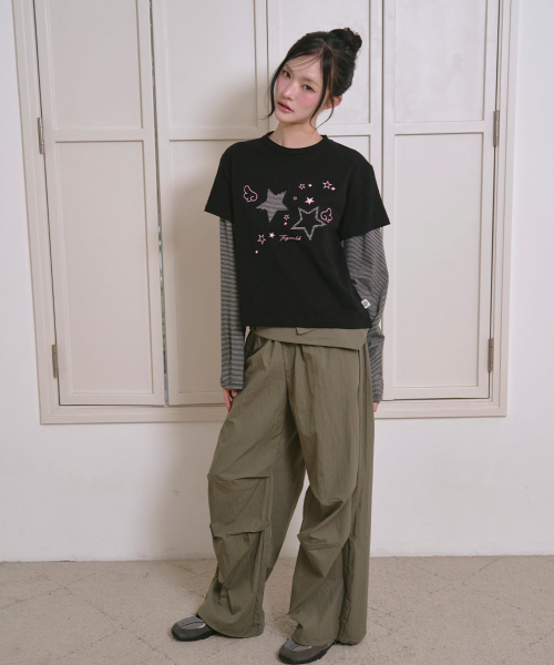 THE GREEN LAB（ザグリーンラボ）の「スターパッチSTレイヤードTシャツ[ブラック]（Tシャツ/カットソー・レディース・その他・FREE）」の10枚目の写真