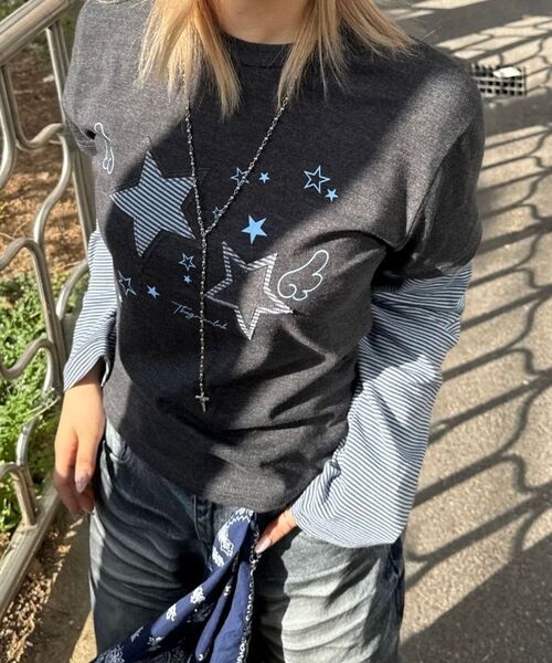 THE GREEN LAB（ザグリーンラボ）の「スターパッチSTレイヤードTシャツ[ブラック]（Tシャツ/カットソー・レディース・その他・FREE）」の17枚目の写真