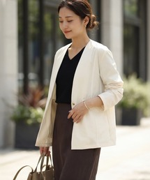 STYLE DELI（スタイルデリ）の「しっとりマットナイロンノーカラージャケット（ノーカラージャケット）」