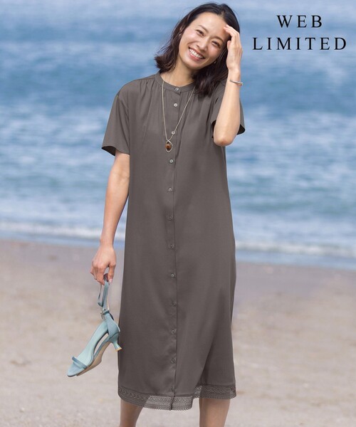 J.PRESS(ジェイプレス)の「【WEB限定】プレーティングジャージー ワンピース(ワンピース・レディース・ネイビー系/グレー系/ライトグレー系・T13/T15)」の2枚目の写真