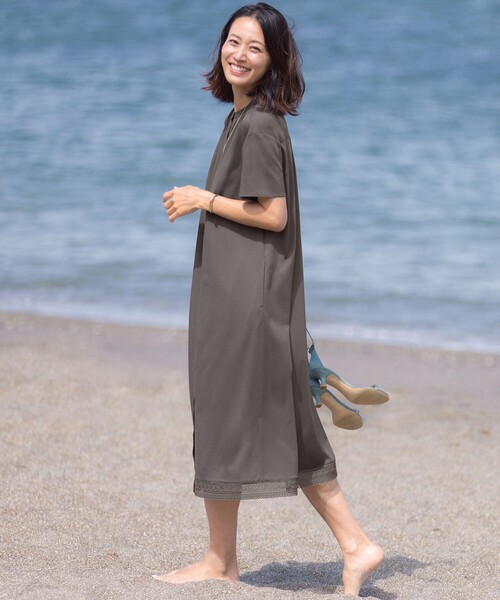 J.PRESS(ジェイプレス)の「【WEB限定】プレーティングジャージー ワンピース(ワンピース・レディース・ネイビー系/グレー系/ライトグレー系・T13/T15)」の4枚目の写真