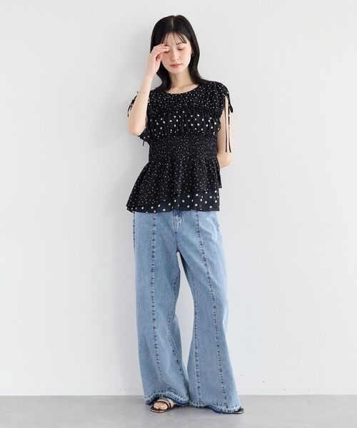 YECCA VECCA(イェッカヴェッカ)の「ドットMIXシャーリングブラウス(シャツ/ブラウス・レディース・ブラック/オフホワイト・FREE)」の21枚目の写真