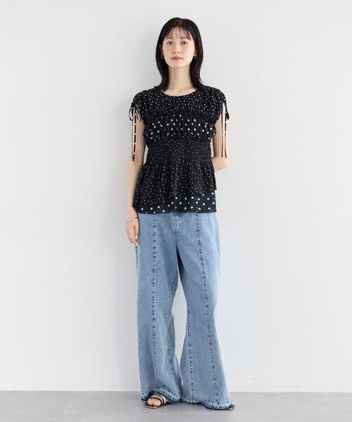 YECCA VECCA(イェッカヴェッカ)の「ドットMIXシャーリングブラウス(シャツ/ブラウス・レディース・ブラック/オフホワイト・FREE)」の22枚目の写真