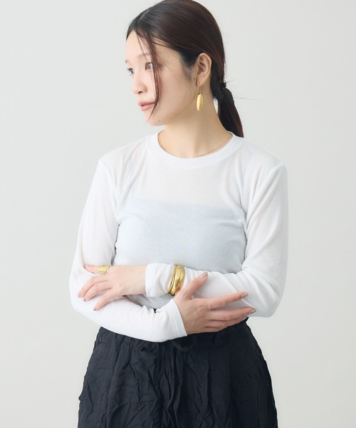 kuros'(クロス)の「スマイルコットン長袖T(Tシャツ/カットソー・レディース・ブラック/ホワイト・MEDIUM/SMALL)」の2枚目の写真