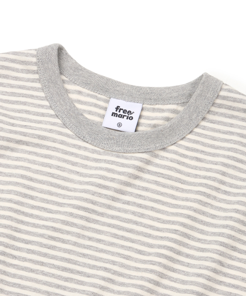 FREEMARIO（フリーマリオ）の「モノストライプリンガーTシャツ[グレー]（Tシャツ/カットソー・レディース・グレー・SMALL/MEDIUM）」の3枚目の写真