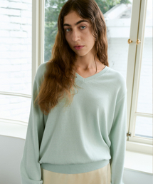 Regular Cotton V-Neck Knit (Mint)