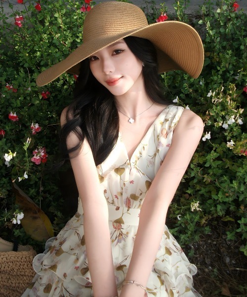 Aelina(エリナ)の「花柄ワンピース(ワンピース・レディース・ベージュ/イエロー・FREE)」の9枚目の写真