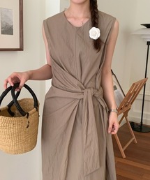 YUGA_YGMC Korean-style Slit Side Twist Long Dress