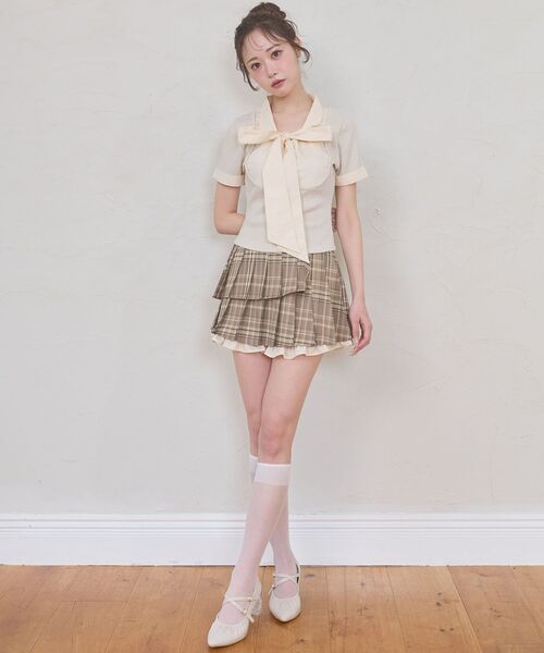 MAJESTIC LEGON(マジェスティックレゴン)の「2wayリボンレイヤードライクトップス(Tシャツ/カットソー・レディース・アイボリー/ピンクベージュ/ブラック/グレー・MEDIUM)」の20枚目の写真