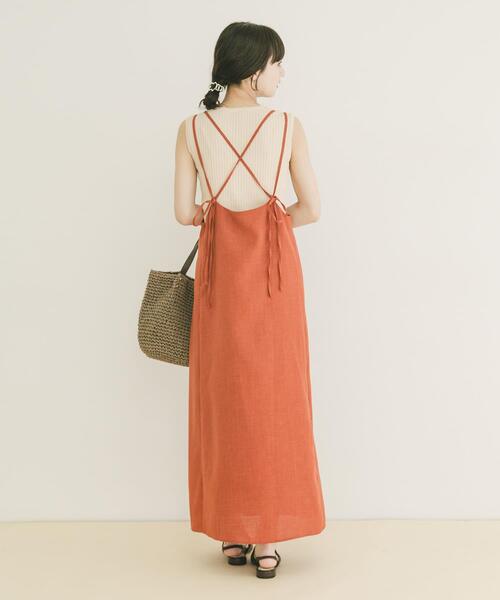 ITEMS URBANRESEARCH(アイテムズ アーバンリサーチ)の「『洗濯可』リネンライクバックリボンワンピース(ワンピース・レディース・チャコールグレー/ベージュ/オレンジ・FREE)」の21枚目の写真