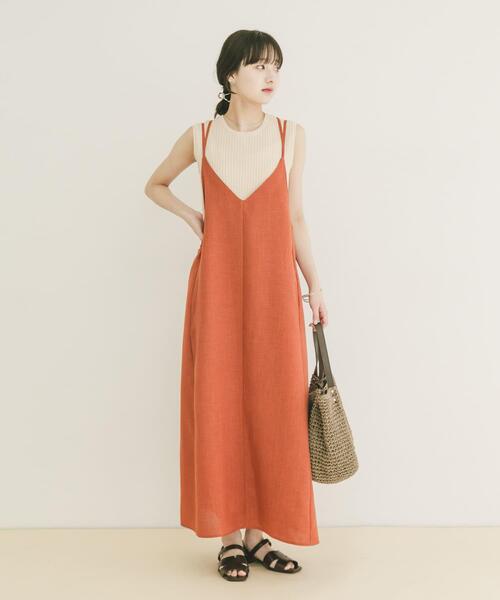 ITEMS URBANRESEARCH(アイテムズ アーバンリサーチ)の「『洗濯可』リネンライクバックリボンワンピース(ワンピース・レディース・チャコールグレー/ベージュ/オレンジ・FREE)」の22枚目の写真