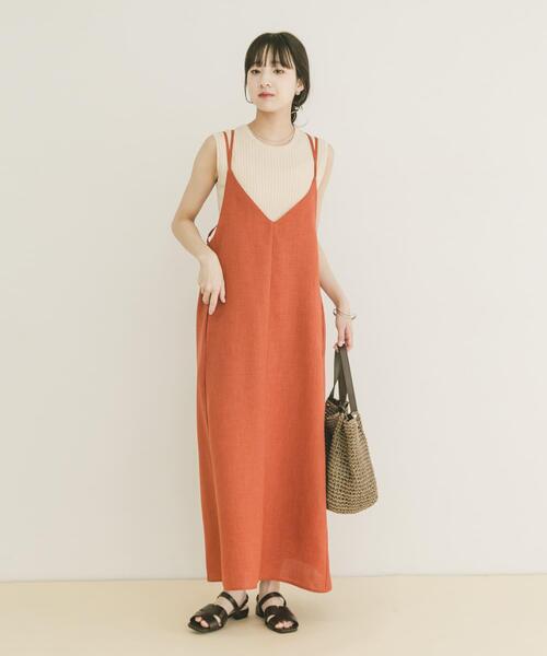 ITEMS URBANRESEARCH（アイテムズ アーバンリサーチ）の「『洗濯可』リネンライクバックリボンワンピース（ワンピース・レディース・チャコールグレー/ベージュ/オレンジ・FREE）」の21枚目の写真