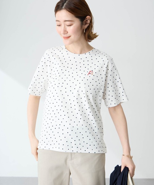 Petit Honfleur(プチオンフルール)の「ドットプリントTシャツ(Tシャツ/カットソー・レディース・アイボリー/ネイビー/ホワイト・M/L)」の18枚目の写真