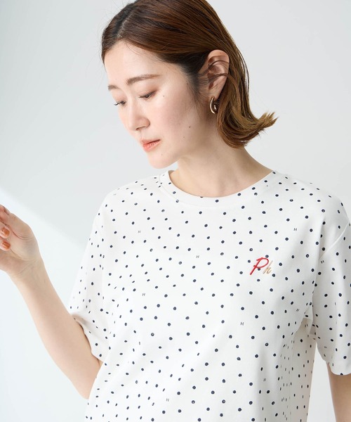 Petit Honfleur(プチオンフルール)の「ドットプリントTシャツ(Tシャツ/カットソー・レディース・アイボリー/ネイビー/ホワイト・M/L)」の20枚目の写真