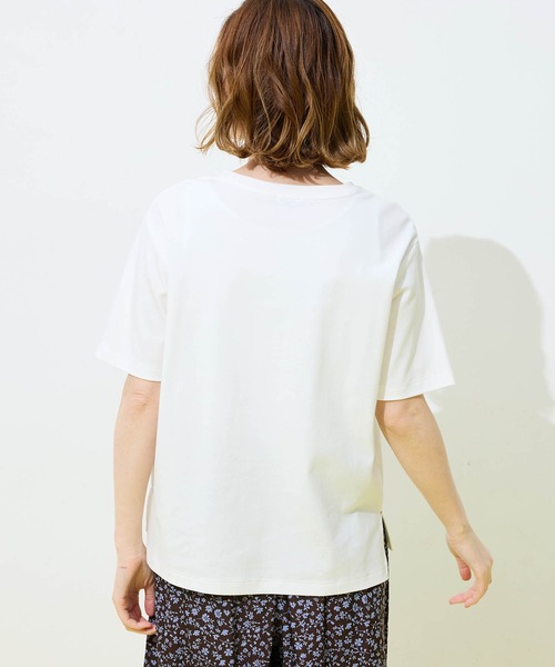 Petit Honfleur(プチオンフルール)の「ドットプリントTシャツ(Tシャツ/カットソー・レディース・アイボリー/ネイビー/ホワイト・M/L)」の6枚目の写真
