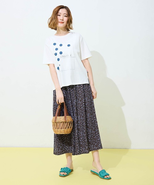 Petit Honfleur(プチオンフルール)の「ドットプリントTシャツ(Tシャツ/カットソー・レディース・アイボリー/ネイビー/ホワイト・M/L)」の7枚目の写真