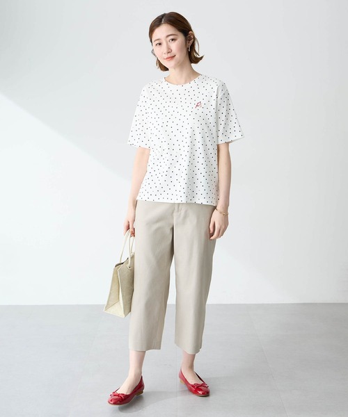 Petit Honfleur(プチオンフルール)の「ドットプリントTシャツ(Tシャツ/カットソー・レディース・アイボリー/ネイビー/ホワイト・M/L)」の14枚目の写真