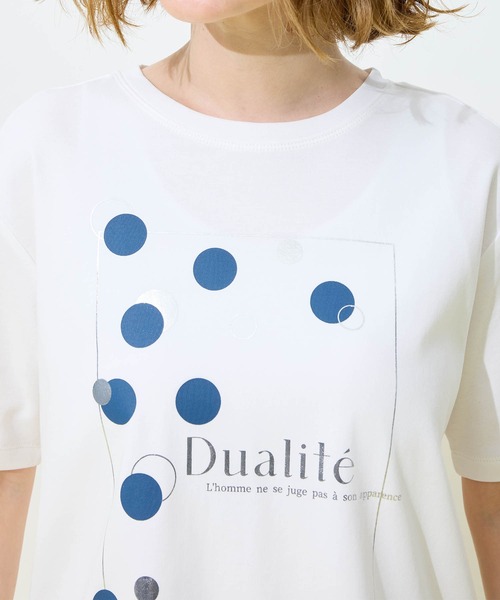 Petit Honfleur(プチオンフルール)の「ドットプリントTシャツ(Tシャツ/カットソー・レディース・アイボリー/ネイビー/ホワイト・M/L)」の17枚目の写真