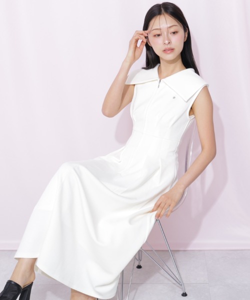 JILL by JILL STUART(ジルバイジルスチュアート)の「ダイバー襟付きワンピース(ワンピース・レディース・ピンク/ホワイト/ネイビー・FREE)」の5枚目の写真