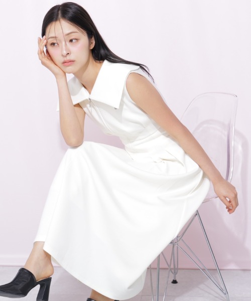 JILL by JILL STUART(ジルバイジルスチュアート)の「ダイバー襟付きワンピース(ワンピース・レディース・ピンク/ホワイト/ネイビー・FREE)」の7枚目の写真
