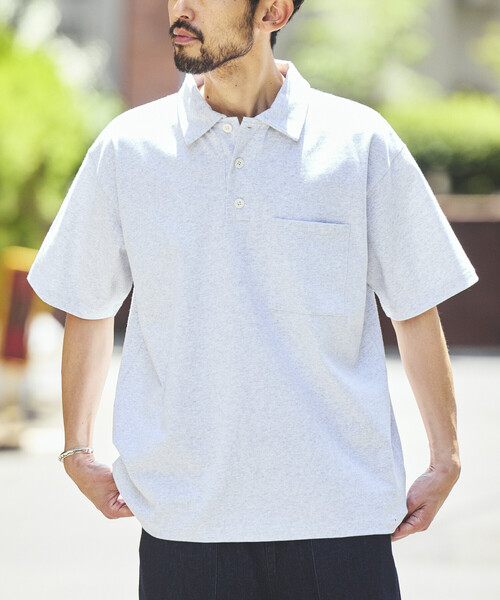 FREAK'S STORE（フリークスストア）の「HEAVY WEIGHT/ヘビーウェイト ショートスリーブ ポロシャツ/Tシャツ/10.5オンス（ポロシャツ・メンズ・ライトグレー/ホワイト/ブラック/レッド・LARGE/MEDIUM/SMALL）」の3枚目の写真