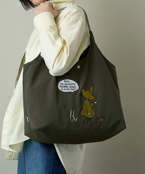 MOOMIN（ムーミン）の「【MOOMIN】(ムーミン) 軽量 保温保冷 A4 B4収納 軽撥水 刺繍 マルシェバッグ RMPK-01HR（ショルダーバッグ・レディース・ライトグレー/ネイビー/ベージュ/カーキ・ONE SIZE）」の5枚目の写真