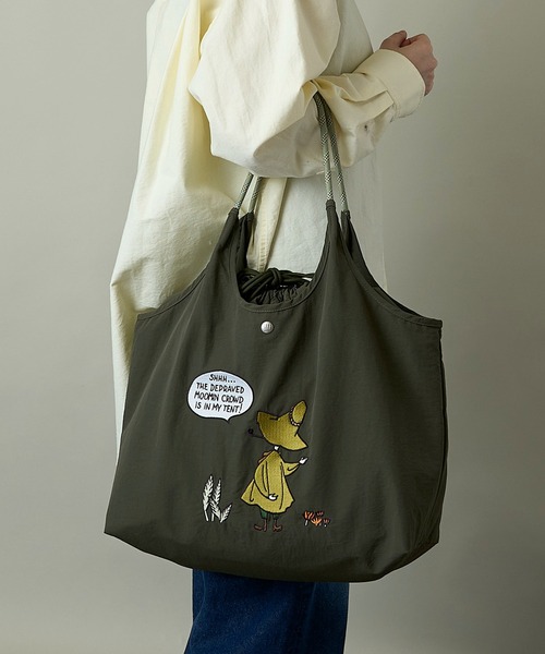 MOOMIN（ムーミン）の「【MOOMIN】(ムーミン) 軽量 保温保冷 A4 B4収納 軽撥水 刺繍 マルシェバッグ RMPK-01HR（ショルダーバッグ・レディース・ライトグレー/ネイビー/ベージュ/カーキ・ONE SIZE）」の6枚目の写真