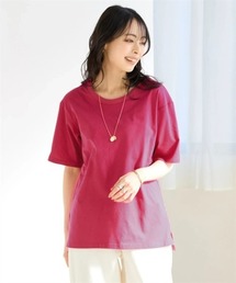綿100%汗染みしにくいクルーネック5分袖Tシャツ<大きいサイズ有>