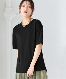 nissen | 綿100%汗染みしにくいクルーネック5分袖Tシャツ<大きいサイズ有>(Tシャツ/カットソー)