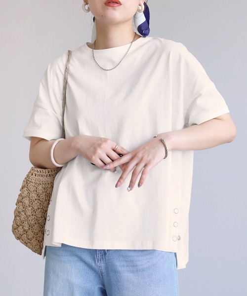 reca（レカ）の「裾ボタンTシャツ（Tシャツ/カットソー・レディース・オフホワイト/チャコール/ブラック・FREE）」の13枚目の写真