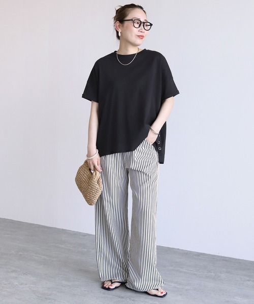 reca（レカ）の「裾ボタンTシャツ（Tシャツ/カットソー・レディース・オフホワイト/チャコール/ブラック・FREE）」の8枚目の写真