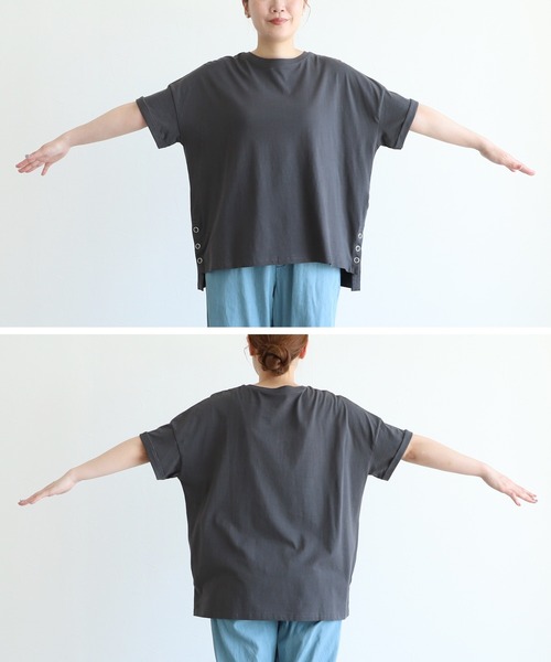 reca（レカ）の「裾ボタンTシャツ（Tシャツ/カットソー・レディース・オフホワイト/チャコール/ブラック・FREE）」の20枚目の写真