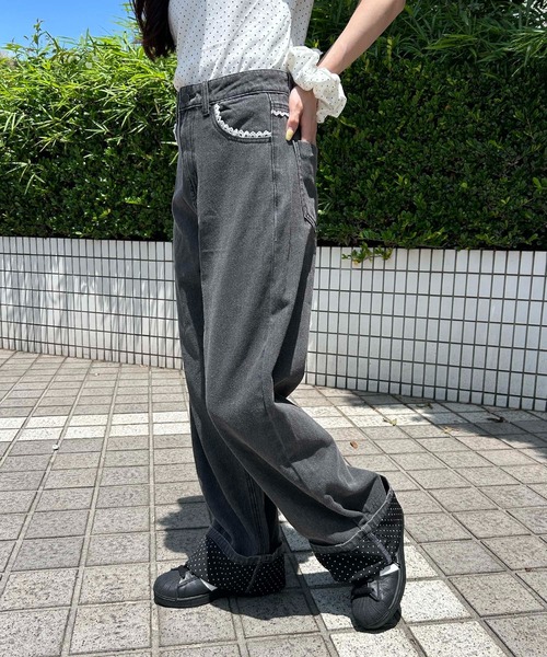 WC(ダブル シー)の「ドット折り返しデニムパンツ(デニムパンツ・レディース・ブラック系その他/ブルー系その他・FREE)」の5枚目の写真