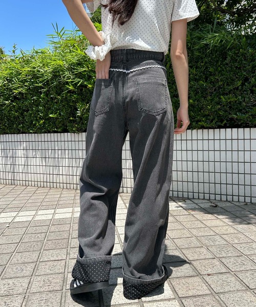 WC(ダブル シー)の「ドット折り返しデニムパンツ(デニムパンツ・レディース・ブラック系その他/ブルー系その他・FREE)」の4枚目の写真