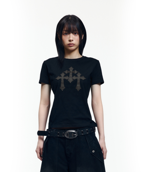 AAKAM（アーカム）の「トリニティクロス ハーフトップ（ブラック）（Tシャツ/カットソー・レディース・その他・1/3/2）」の7枚目の写真