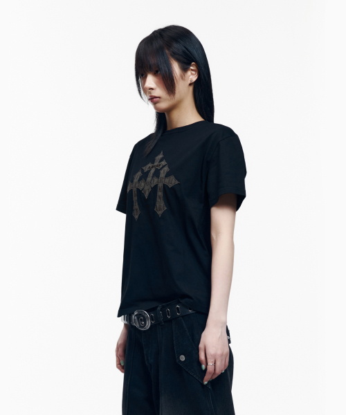 AAKAM（アーカム）の「トリニティクロス ハーフトップ（ブラック）（Tシャツ/カットソー・レディース・その他・1/3/2）」の6枚目の写真