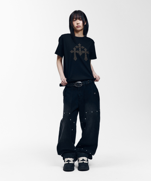 AAKAM（アーカム）の「トリニティクロス ハーフトップ（ブラック）（Tシャツ/カットソー・レディース・その他・1/3/2）」の2枚目の写真