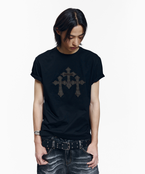 AAKAM（アーカム）の「トリニティクロス ハーフトップ（ブラック）（Tシャツ/カットソー・レディース・その他・1/3/2）」の11枚目の写真