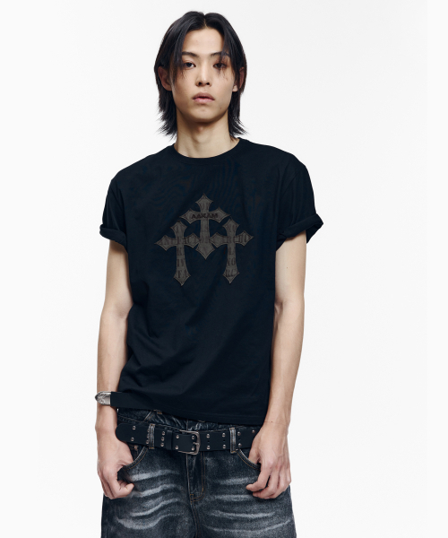 AAKAM（アーカム）の「トリニティクロス ハーフトップ（ブラック）（Tシャツ/カットソー・レディース・その他・1/3/2）」の9枚目の写真