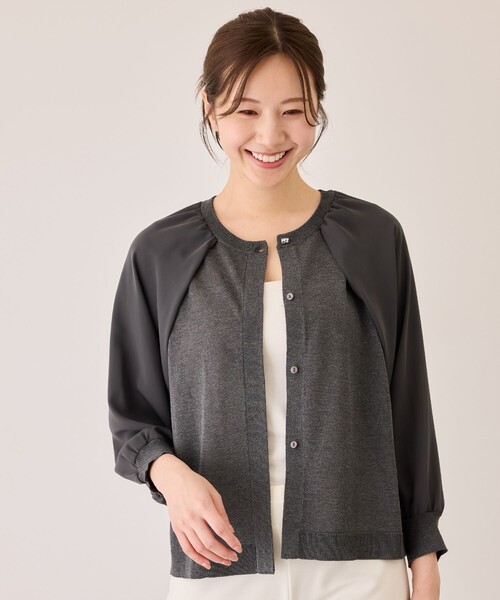 Jayro（ジャイロ）の「シフォン切替カーディガン（カーディガン/ボレロ・レディース・ベージュ/チャコールグレー/ブルー系その他4/キャメル・FREE）」の2枚目の写真