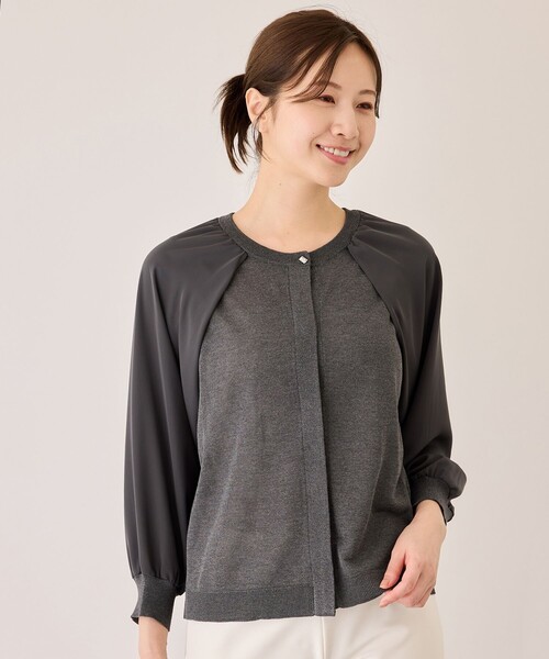 Jayro（ジャイロ）の「シフォン切替カーディガン（カーディガン/ボレロ・レディース・ベージュ/チャコールグレー/ブルー系その他4/キャメル・FREE）」の5枚目の写真