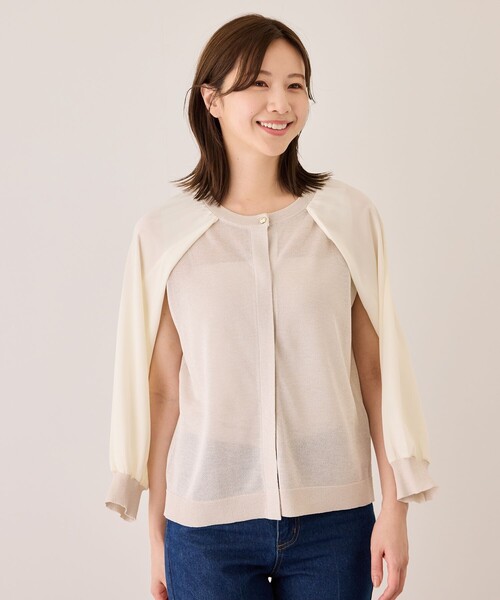 Jayro（ジャイロ）の「シフォン切替カーディガン（カーディガン/ボレロ・レディース・ベージュ/チャコールグレー/ブルー系その他4/キャメル・FREE）」の12枚目の写真