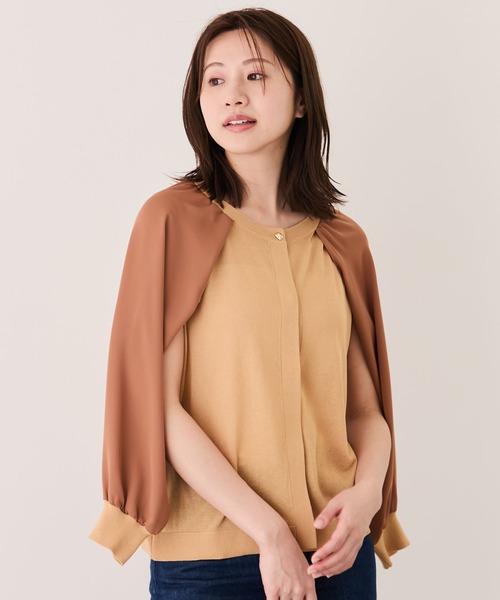 Jayro（ジャイロ）の「シフォン切替カーディガン（カーディガン/ボレロ・レディース・ベージュ/チャコールグレー/ブルー系その他4/キャメル・FREE）」の4枚目の写真