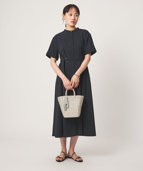 green label relaxing(グリーンレーベルリラクシング)の「ベルト フレア ワンピース マシンウォッシャブル 吸水速乾(ワンピース・レディース・ネイビー/ライトグレー/ブラウン系・36/38)」の3枚目の写真