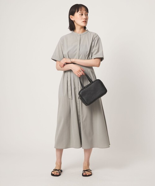 green label relaxing(グリーンレーベルリラクシング)の「ベルト フレア ワンピース マシンウォッシャブル 吸水速乾(ワンピース・レディース・ネイビー/ライトグレー/ブラウン系・36/38)」の4枚目の写真