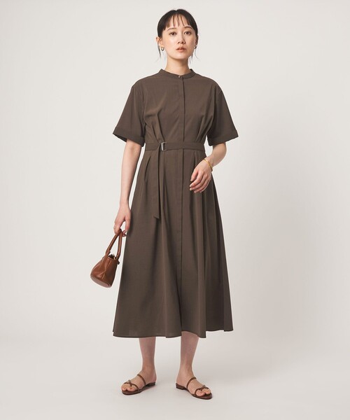 green label relaxing(グリーンレーベルリラクシング)の「ベルト フレア ワンピース マシンウォッシャブル 吸水速乾(ワンピース・レディース・ネイビー/ライトグレー/ブラウン系・36/38)」の7枚目の写真
