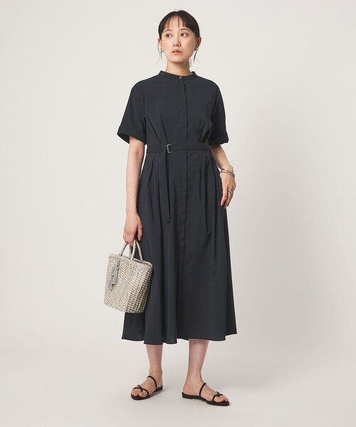 green label relaxing(グリーンレーベルリラクシング)の「ベルト フレア ワンピース マシンウォッシャブル 吸水速乾(ワンピース・レディース・ネイビー/ライトグレー/ブラウン系・36/38)」の10枚目の写真