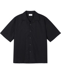 リネンオープンカラー半袖シャツ (BLACK)